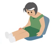 膝に水がたまった患者イラスト