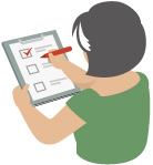 問診表を書くイラスト